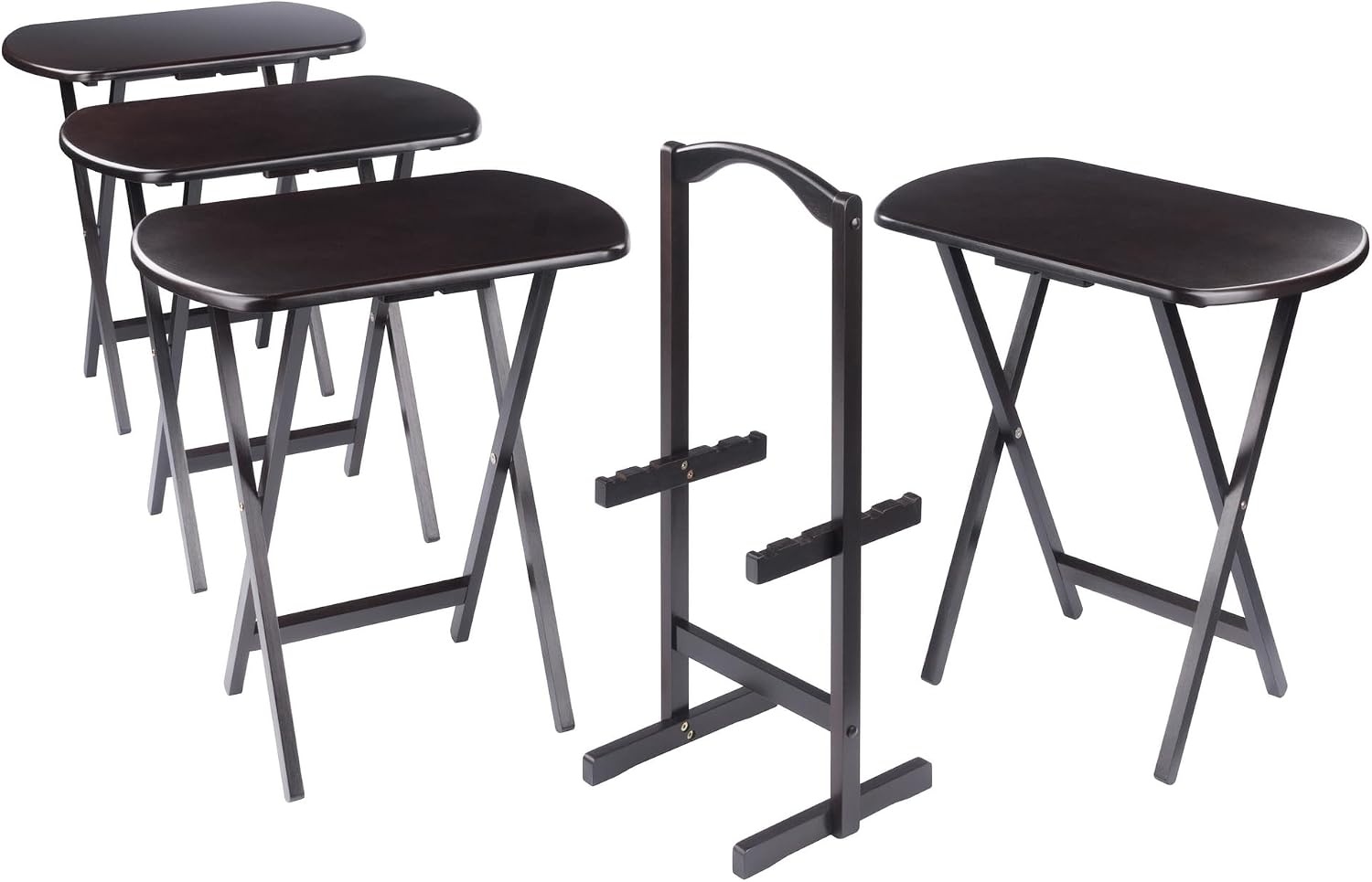 image:imageWinsome Corbett Set of 2 Oversized Foldable Snack Tables Easy to Store Portable Fold Up Table Set for Kitchen Living Room TV Dining Crafts Puzzles Work From HomeCoffee