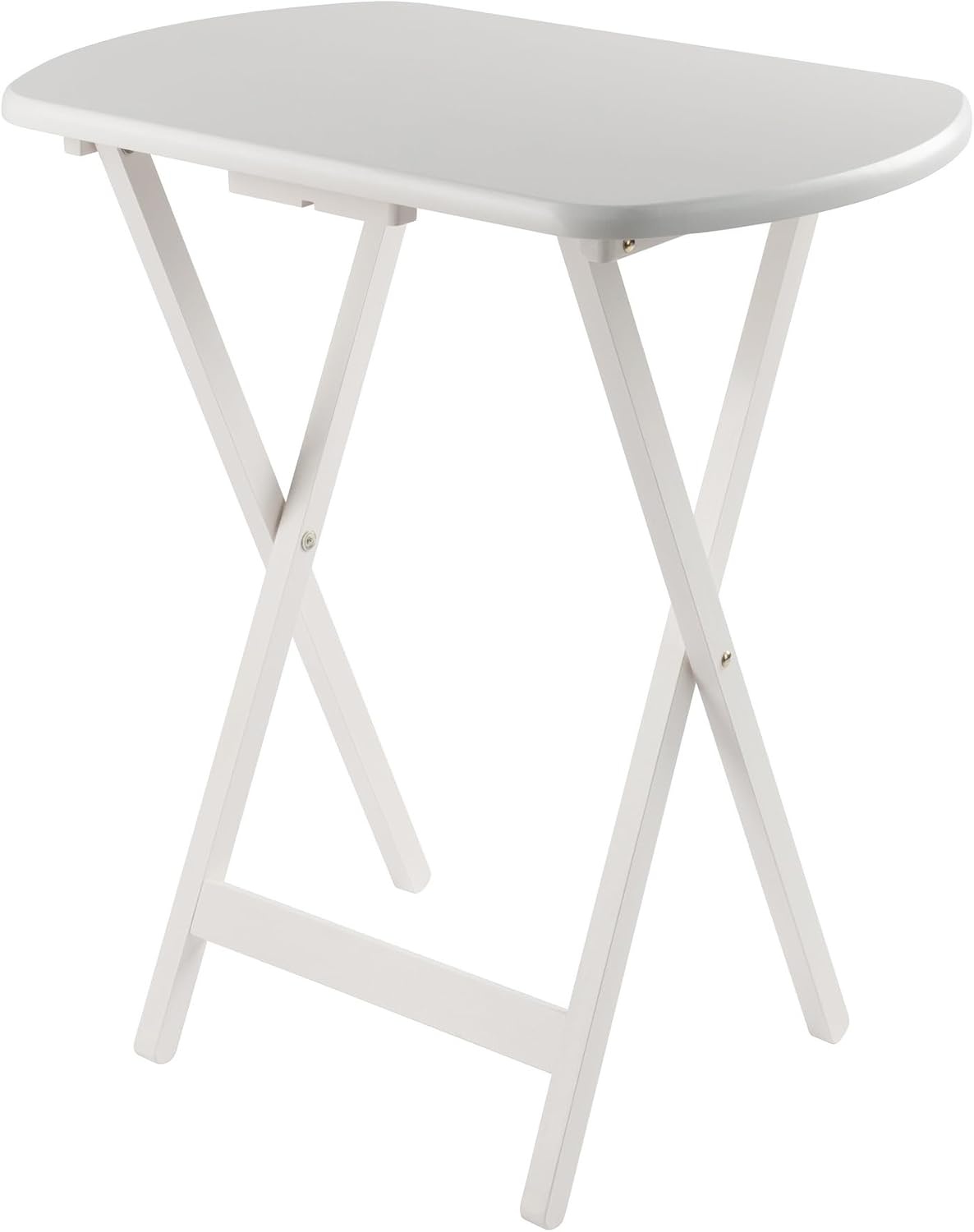 image:imageWinsome Corbett Set of 2 Oversized Foldable Snack Tables Easy to Store Portable Fold Up Table Set for Kitchen Living Room TV Dining Crafts Puzzles Work From HomeWhite