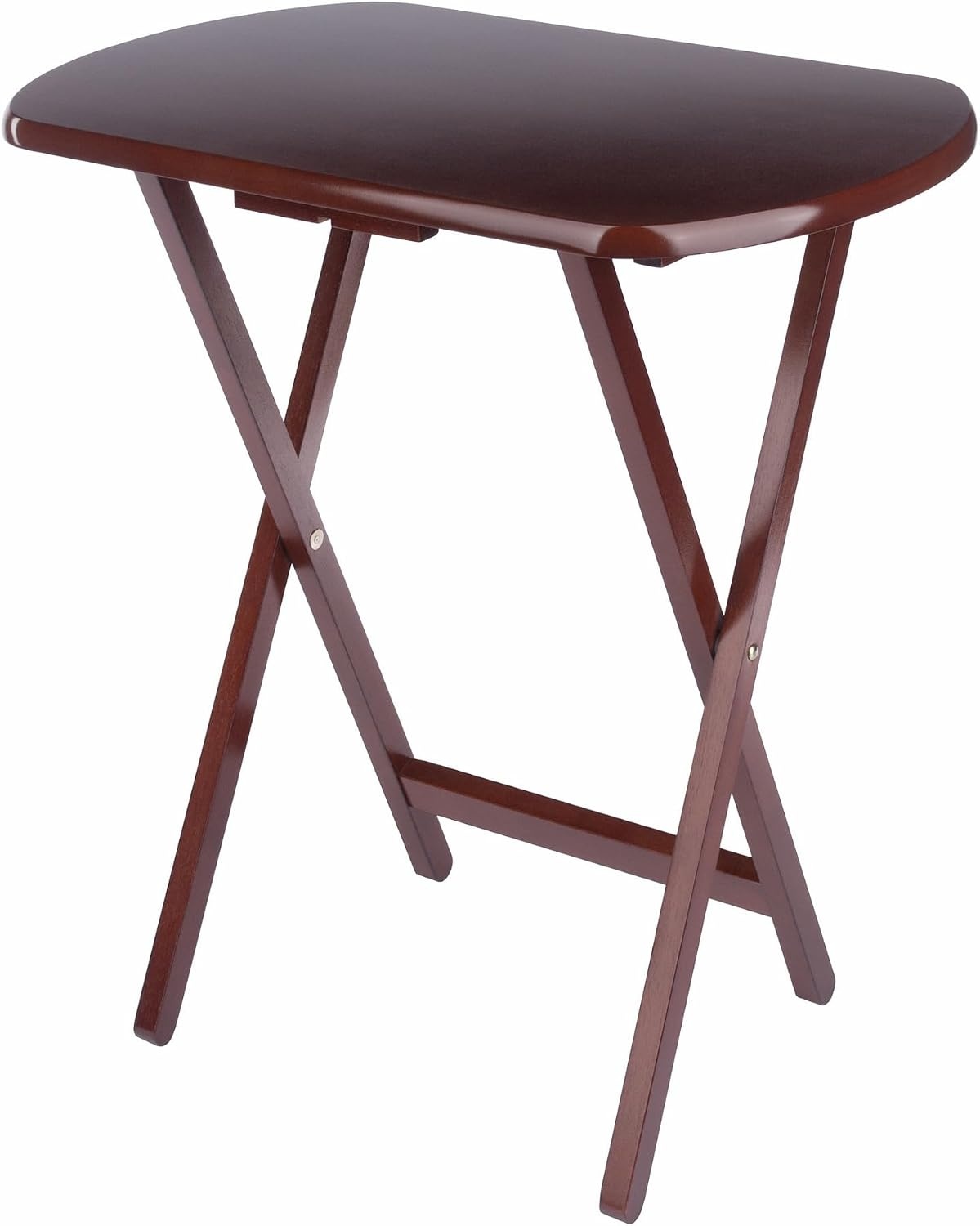 image:imageWinsome Corbett Set of 2 Oversized Foldable Snack Tables Easy to Store Portable Fold Up Table Set for Kitchen Living Room TV Dining Crafts Puzzles Work From HomeWalnut