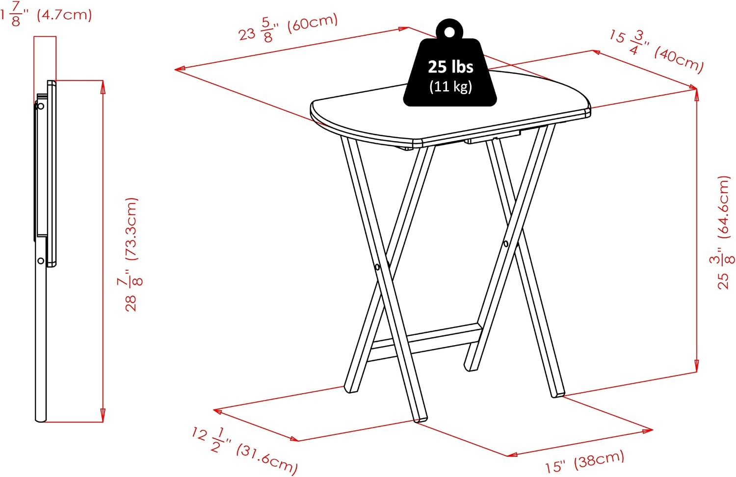 image:imageWinsome Corbett Set of 2 Oversized Foldable Snack Tables Easy to Store Portable Fold Up Table Set for Kitchen Living Room TV Dining Crafts Puzzles Work From HomeCoffee