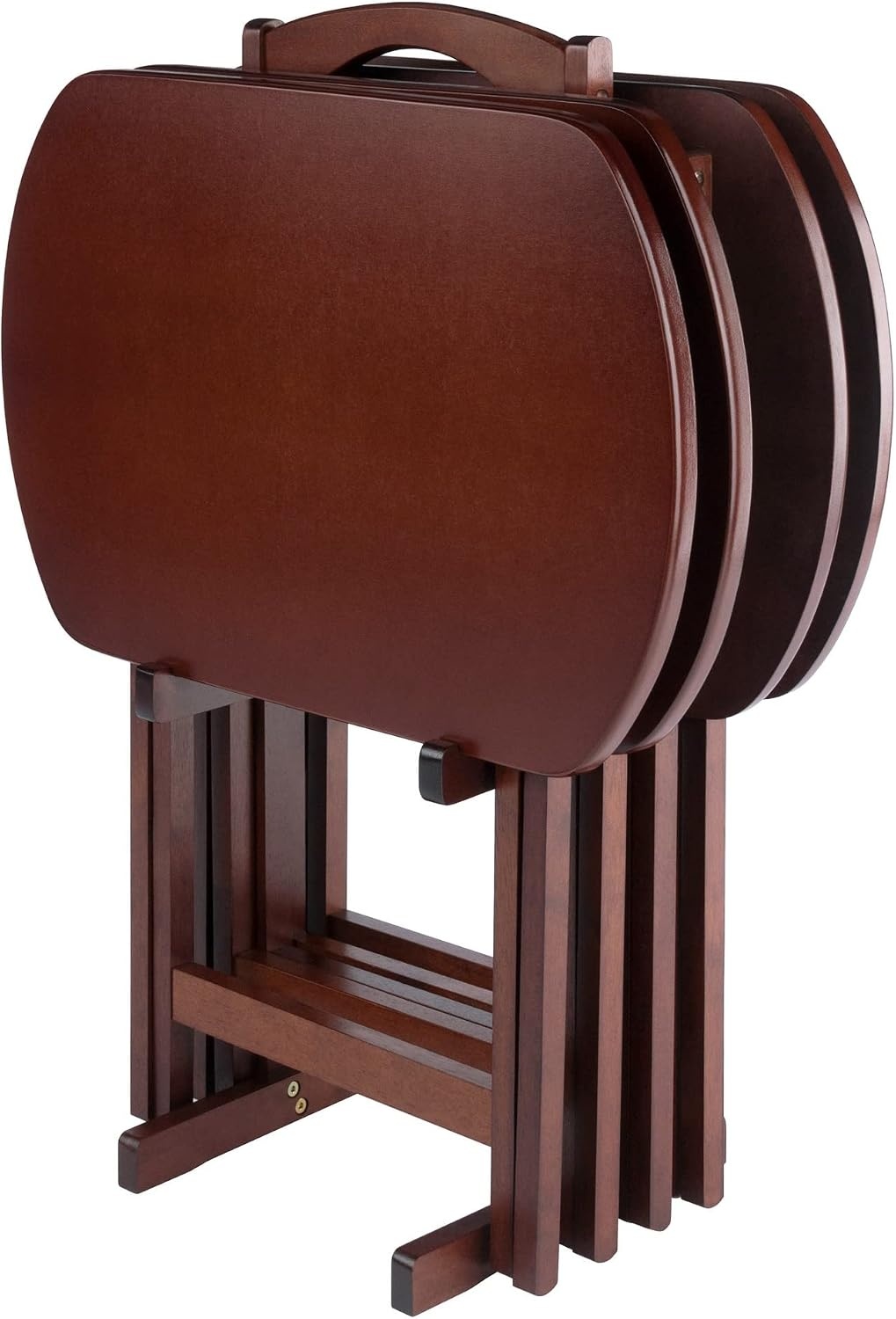 image:imageWinsome Corbett Set of 2 Oversized Foldable Snack Tables Easy to Store Portable Fold Up Table Set for Kitchen Living Room TV Dining Crafts Puzzles Work From HomeAntique Walnut