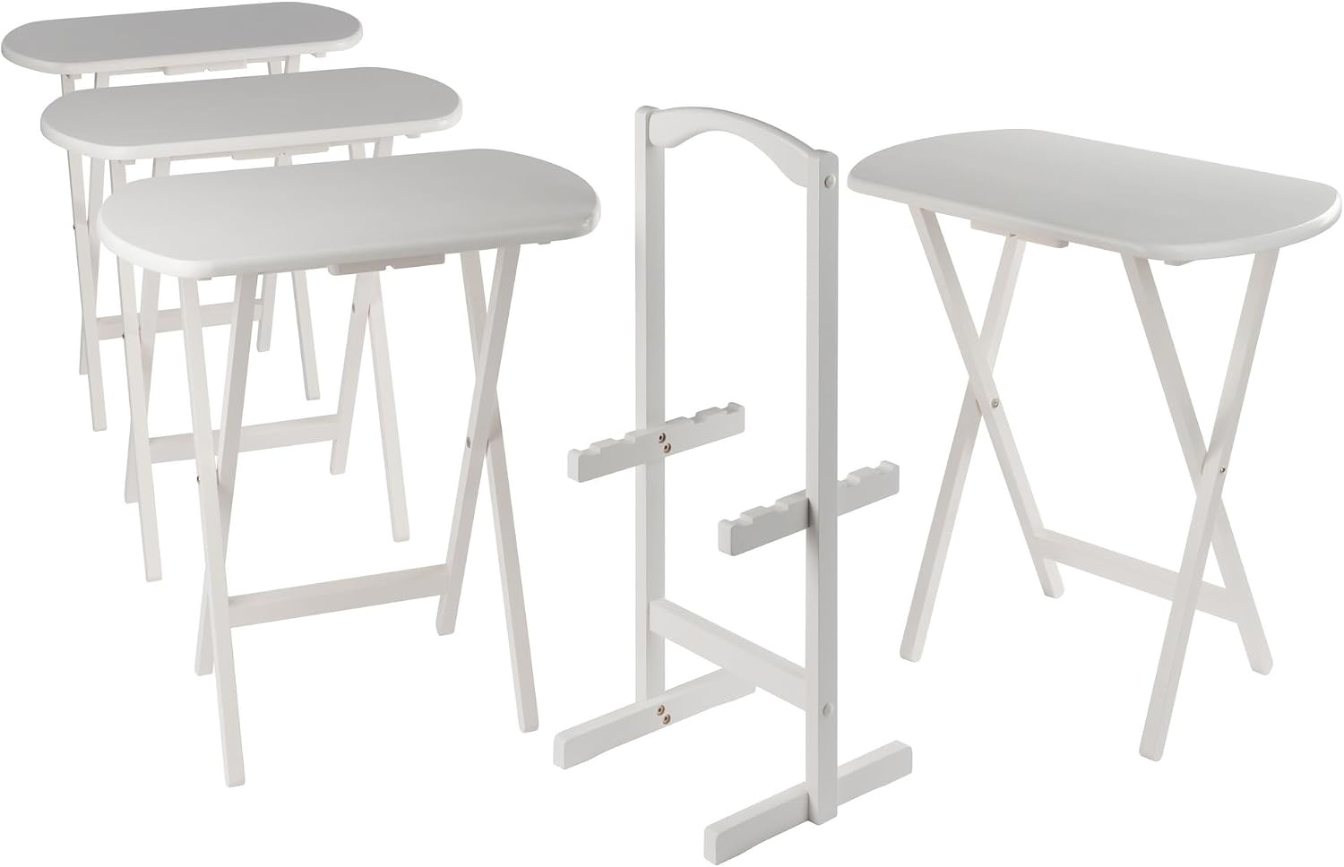 image:imageWinsome Corbett Set of 2 Oversized Foldable Snack Tables Easy to Store Portable Fold Up Table Set for Kitchen Living Room TV Dining Crafts Puzzles Work From HomeWhite