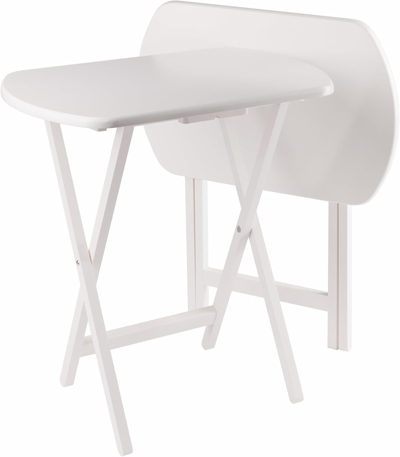 image:imageWinsome Corbett Set of 2 Oversized Foldable Snack Tables Easy to Store Portable Fold Up Table Set for Kitchen Living Room TV Dining Crafts Puzzles Work From HomeWhite