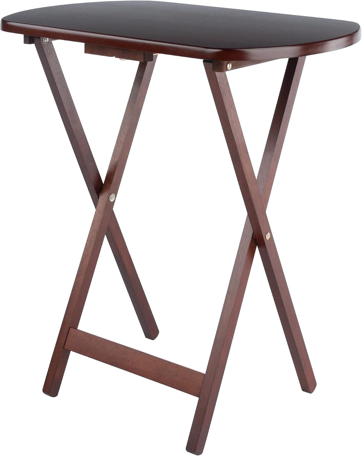 image:imageWinsome Corbett Set of 2 Oversized Foldable Snack Tables Easy to Store Portable Fold Up Table Set for Kitchen Living Room TV Dining Crafts Puzzles Work From HomeAntique Walnut