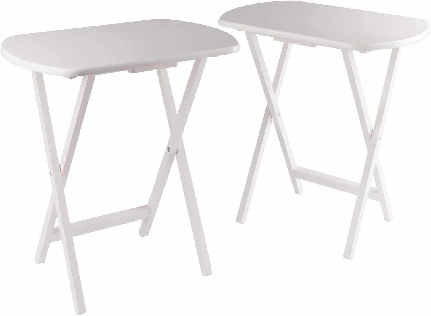 image:imageWinsome Corbett Set of 2 Oversized Foldable Snack Tables Easy to Store Portable Fold Up Table Set for Kitchen Living Room TV Dining Crafts Puzzles Work From HomeWhite