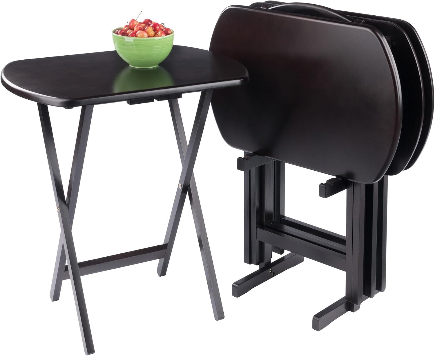 image:imageWinsome Corbett Set of 2 Oversized Foldable Snack Tables Easy to Store Portable Fold Up Table Set for Kitchen Living Room TV Dining Crafts Puzzles Work From HomeCoffee