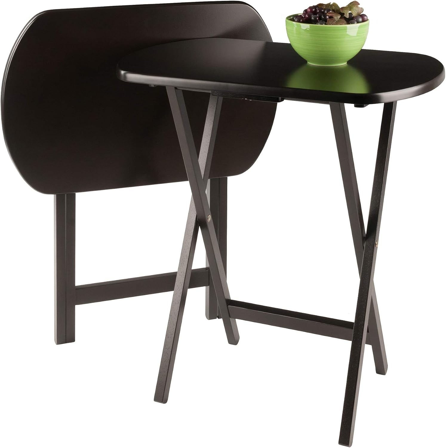 image:imageWinsome Corbett Set of 2 Oversized Foldable Snack Tables Easy to Store Portable Fold Up Table Set for Kitchen Living Room TV Dining Crafts Puzzles Work From HomeCoffee