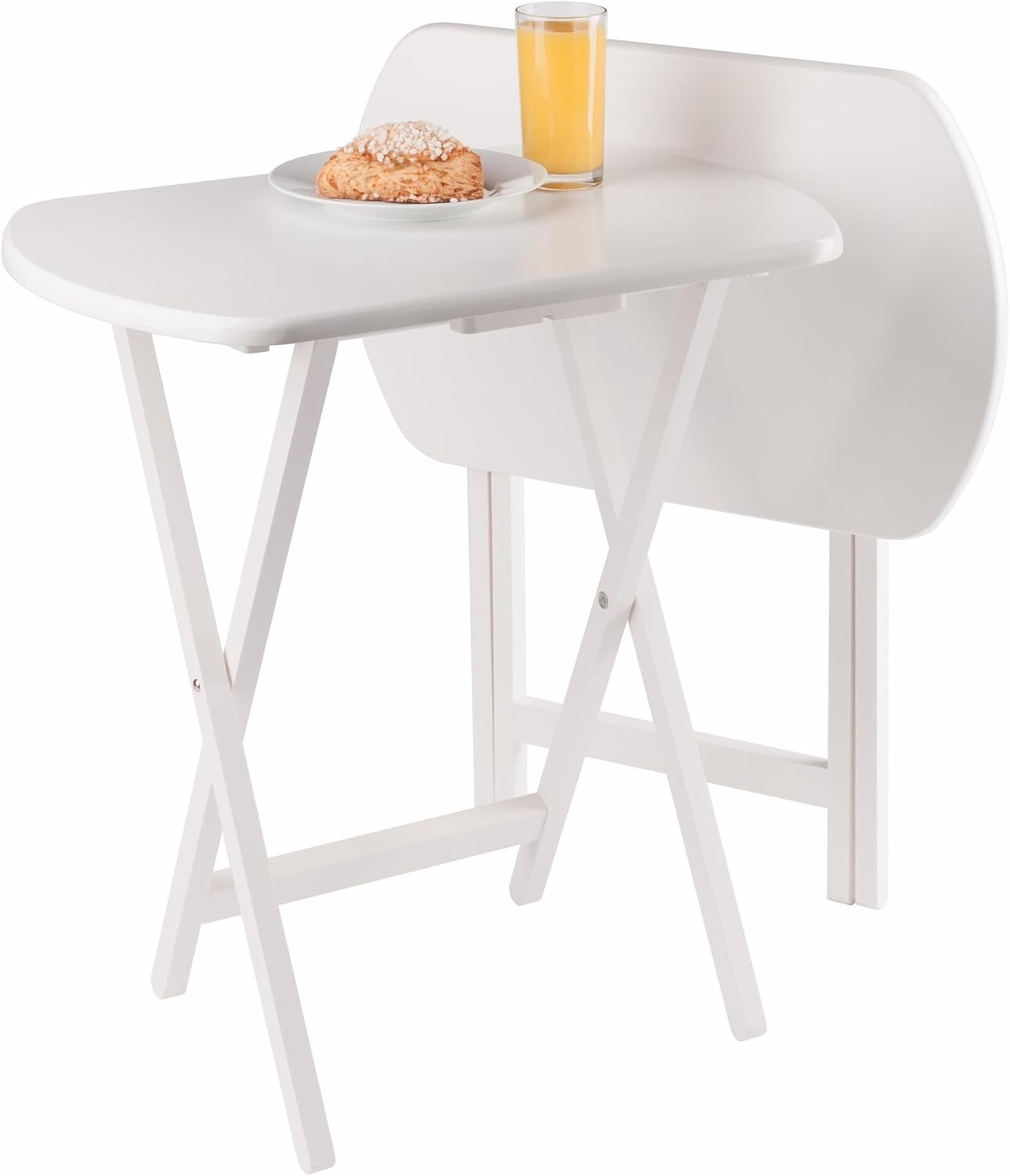 image:imageWinsome Corbett Set of 2 Oversized Foldable Snack Tables Easy to Store Portable Fold Up Table Set for Kitchen Living Room TV Dining Crafts Puzzles Work From HomeWhite