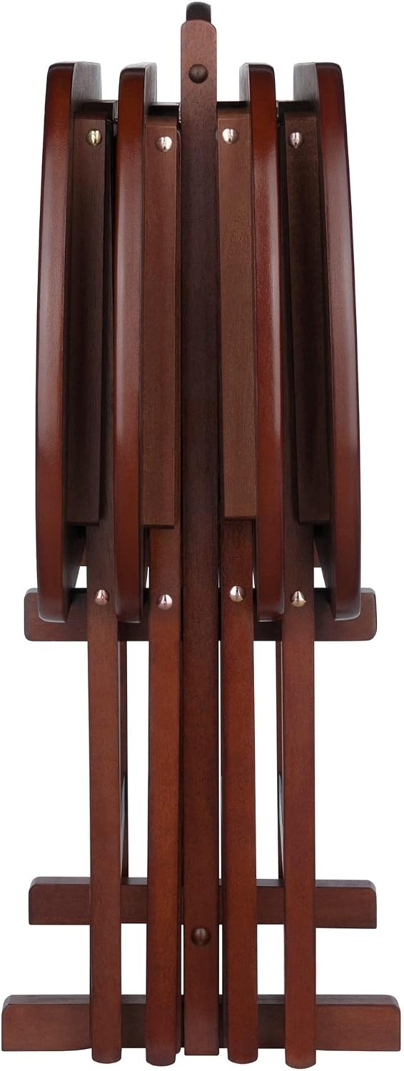 image:imageWinsome Corbett Set of 2 Oversized Foldable Snack Tables Easy to Store Portable Fold Up Table Set for Kitchen Living Room TV Dining Crafts Puzzles Work From HomeAntique Walnut