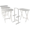 image:imageWinsome Corbett Set of 2 Oversized Foldable Snack Tables Easy to Store Portable Fold Up Table Set for Kitchen Living Room TV Dining Crafts Puzzles Work From HomeWhite