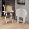 image:imageWinsome Corbett Set of 2 Oversized Foldable Snack Tables Easy to Store Portable Fold Up Table Set for Kitchen Living Room TV Dining Crafts Puzzles Work From HomeWhite