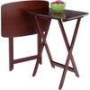 image:imageWinsome Darlene Set of 2 Foldable Snack Tables 26 in Walnut Easy to Store Portable Fold Up Table Set for Kitchen Living Room TV Dining Crafts Puzzles Work From Home