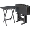 image:imageWinsome Dylan Set of 4 Oversized Foldable Snack Tables with Storage Rack 26 in Espresso Easy to Store Portable Fold Up Table Set for Kitchen Living Room TV Dining Crafts Puzzles Work From HomeOyster Gray Brown Base