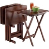 image:imageWinsome Dylan Set of 4 Oversized Foldable Snack Tables with Storage Rack 26 in Espresso Easy to Store Portable Fold Up Table Set for Kitchen Living Room TV Dining Crafts Puzzles Work From HomeWalnut