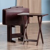 image:imageWinsome Dylan Set of 4 Oversized Foldable Snack Tables with Storage Rack 26 in Espresso Easy to Store Portable Fold Up Table Set for Kitchen Living Room TV Dining Crafts Puzzles Work From HomeEspresso