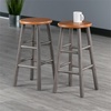 image:imageWinsome Huxton 2Piece Counter Stools 24 in Teak Seat with Oyster Gray Base Solid Wood