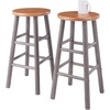 image:imageWinsome Huxton 2Piece Counter Stools 24 in Teak Seat with Oyster Gray Base Solid Wood
