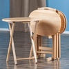 image:imageWinsome Nathan Set of 4 Foldable Snack Tables with Storage Rack 26 in Cappuccino Easy to Store Portable Fold Up Table Set for Kitchen Living Room TV Dining Crafts Puzzles Work From HomeNatural