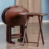 image:imageWinsome Nathan Set of 4 Foldable Snack Tables with Storage Rack 26 in Cappuccino Easy to Store Portable Fold Up Table Set for Kitchen Living Room TV Dining Crafts Puzzles Work From HomeCappuccino