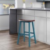 image:imageWinsome Satori Saddle Seat Counter Stool 24 in Walnut Classic Backless Bar Chairs for Kitchen amp Dining Room Seating Timeless Essential Furniture for Home Dorm ApartmentsWalnut  Rustic Teal
