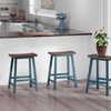 image:imageWinsome Satori Saddle Seat Counter Stool 24 in Walnut Classic Backless Bar Chairs for Kitchen amp Dining Room Seating Timeless Essential Furniture for Home Dorm ApartmentsWalnut  Rustic Teal