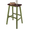 image:imageWinsome Satori Saddle Seat Counter Stool 24 in Walnut Classic Backless Bar Chairs for Kitchen amp Dining Room Seating Timeless Essential Furniture for Home Dorm ApartmentsWalnut  Rustic Green