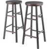 image:imageWinsome Shelby 2Piece Swivel Counter Stools 25 in Walnut Solid WoodOyster Gray