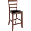 image:imageWinsome Simone 2Pc Ladder Back Bar Stools Set 30 Seat Height Walnut Finish with Black Faux Leather24 Counter Height