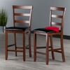 image:imageWinsome Simone 2Pc Ladder Back Bar Stools Set 30 Seat Height Walnut Finish with Black Faux Leather24 Counter Height