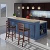 image:imageWinsome Simone 2Pc Ladder Back Bar Stools Set 30 Seat Height Walnut Finish with Black Faux Leather30 Bar Height