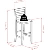 image:imageWinsome Simone 2Pc Ladder Back Bar Stools Set 30 Seat Height Walnut Finish with Black Faux Leather30 Bar Height