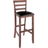 image:imageWinsome Simone 2Pc Ladder Back Bar Stools Set 30 Seat Height Walnut Finish with Black Faux Leather30 Bar Height