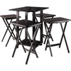 image:imageWinsome Sophia Set of 4 Foldable Snack Tables with Storage Rack in Teak Easy to Store Portable Fold Up Table Set for Kitchen Living Room TV Dining Crafts Puzzles Work From HomeCoffee