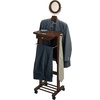 image:imageWinsome Wood Valet Stand With Mirror Drawer Tie Hook Casters Antique Walnut 94155