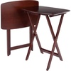 image:imageWinsome Darlene Set of 2 Foldable Snack Tables 26 in Walnut Easy to Store Portable Fold Up Table Set for Kitchen Living Room TV Dining Crafts Puzzles Work From Home