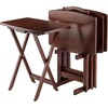 image:imageWinsome Dylan Set of 4 Oversized Foldable Snack Tables with Storage Rack 26 in Espresso Easy to Store Portable Fold Up Table Set for Kitchen Living Room TV Dining Crafts Puzzles Work From HomeWalnut