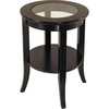 image:imageWinsome Genoa End Table with Glass Top and Shelf in Espresso Round Bedside Nightstand for Bedroom Side or End Table for Couches in Living Room Elegant Furniture for Any Home Decor