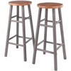 image:imageWinsome Huxton 2Piece Bar Stools 29 in Teak Seat with Oyster Gray Base Solid Wood