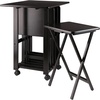image:imageWinsome Sophia Set of 4 Foldable Snack Tables with Storage Rack in Teak Easy to Store Portable Fold Up Table Set for Kitchen Living Room TV Dining Crafts Puzzles Work From HomeCoffee