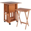 image:imageWinsome Sophia Set of 4 Foldable Snack Tables with Storage Rack in Teak Easy to Store Portable Fold Up Table Set for Kitchen Living Room TV Dining Crafts Puzzles Work From HomeTeak