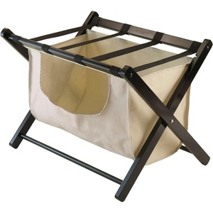 image:imageWinsome 92535 Dora Wood Foldable Luggage Rack with Removable Fabric Basket Espresso