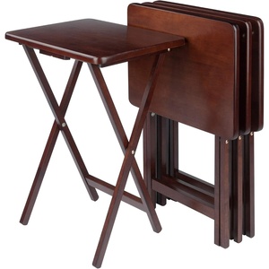 image:imageWinsome Alex Set of 4 Foldable Snack Tables Easy to Store Small Portable Fold Up Table Set for Kitchen Living Room TV Dining Crafts Puzzles Work From Home