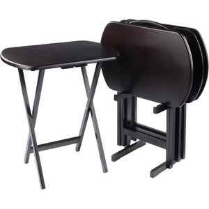 image:imageWinsome Corbett Set of 2 Oversized Foldable Snack Tables Easy to Store Portable Fold Up Table Set for Kitchen Living Room TV Dining Crafts Puzzles Work From HomeCoffee