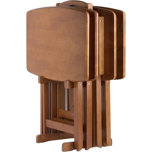 image:imageWinsome Dylan Set of 4 Oversized Foldable Snack Tables with Storage Rack 26 in Espresso Easy to Store Portable Fold Up Table Set for Kitchen Living Room TV Dining Crafts Puzzles Work From HomeTeak