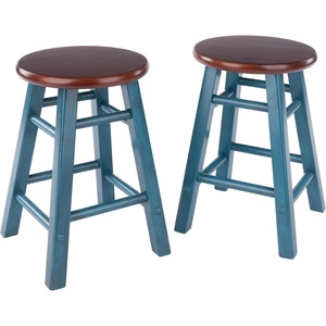image:imageWinsome Element 2Piece Counter Stool Set Classic Backless Bar Chairs for Kitchen amp Dining Room Seating Timeless Essential Furniture for Home Dorm ApartmentsWalnut  Rustic Teal