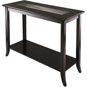 image:imageWinsome Genoa Console Table with Glass Top and Shelf in Espresso Thin Entryway Table for Hallway Living Room Elegant Furniture for Any Home DecorTable
