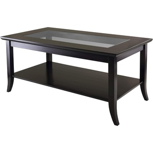image:imageWinsome Genoa Rectangular Coffee Table with Glass Top And Shelf EspressoCoffee Table
