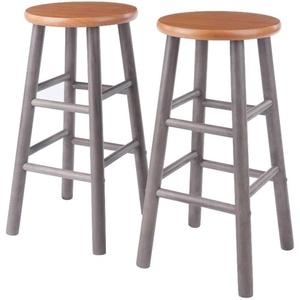 image:imageWinsome Huxton 2Piece Counter Stools 24 in Teak Seat with Oyster Gray Base Solid Wood