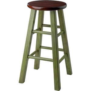 image:imageWinsome Ivy Square Leg Counter Stool 29 in Rustic Light Blue and Walnut Classic Backless Bar Chairs for Kitchen amp Dining Room Seating Timeless Essential Furniture for Home Dorm ApartmentsWalnut  Rustic Green