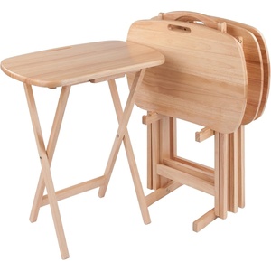 image:imageWinsome Lucca Snack Folding Table Set 228inch x 156inch Oyster Gray 16577Natural